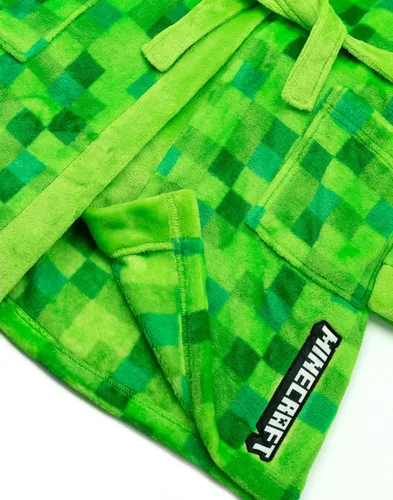 Vista 3 de Minecraft Albornoz Pixelated Creeper Gamer Regalo Niños Albornoz