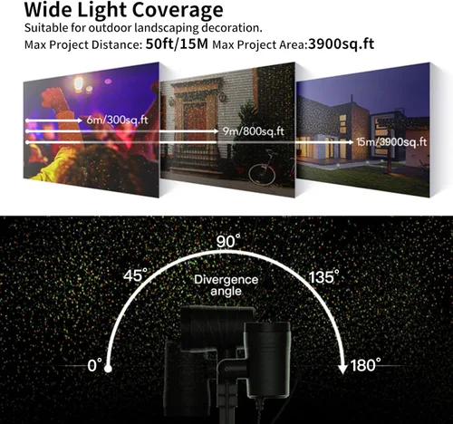 Vista 2 de Luces de Proyector de Navidad al Aire Libre, 12 Patrones Navideños, IP65 Resistente al Agua, Control Remoto y Temporizador, Luz de Decoración