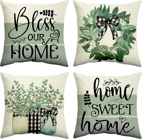 Vista 11 de Baidast Juego de 4 fundas de almohada decorativas marrones de 18 x 18 pulgadas, color marrón y gris, fundas de almohada modernas de lino