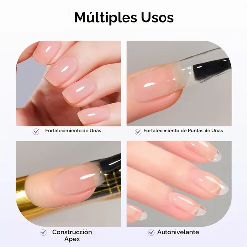 Vista 4 de Gel constructor transparente GELLEN para uñas, 3.4 fl oz UV/LED Soak Off Fortalecedor