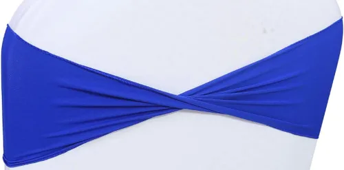 Vista 2 de MDS Paquete de 100 bandas de elastano para silla, bandas lisas sin hebilla, reutilizables, elásticas, para decoración de bodas, recepciones, Azul