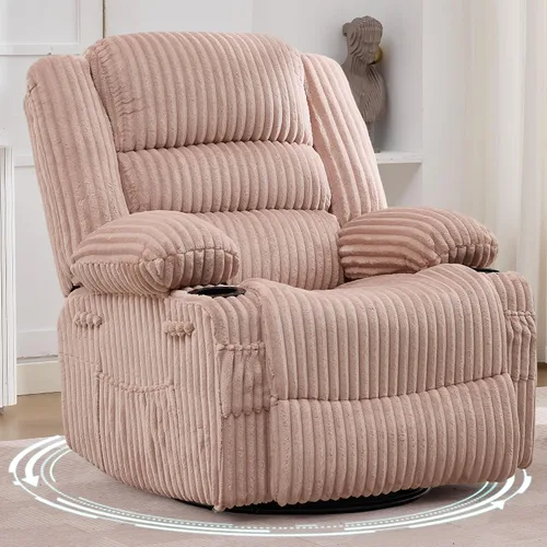 Vista 20 de Garvee Silla reclinable mecedora para adultos amplia giratoria de 360° Marrón