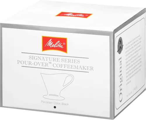 Vista 2 de Melitta cafetera de porcelana de 1 taza con cono de vertido, negro brillante