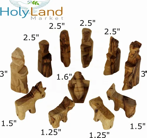 Vista 3 de Holy Land Market Juego de pesebre infantil de madera de olivo, 12 piezas, 3