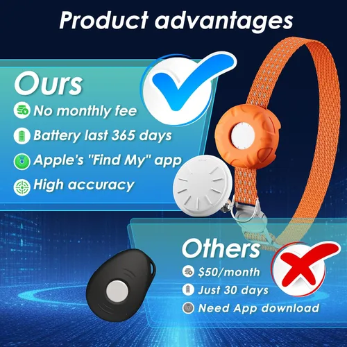 Vista 2 de Rastreador de gatos, mini rastreador GPS, compatible con Apple Find My App (solo iOS), collar impermeable para rastreadores de gatos con campana