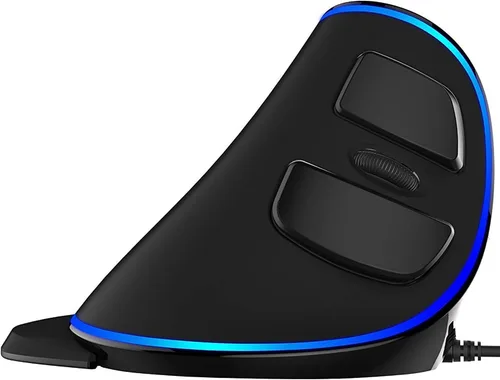 Vista 5 de J-Tech Digital Ratón USB Vertical Ergonómico con Cable con Sensibilidad Ajustable (600/1000/1600 DPI), Resistencia de Desplazamiento, Reposamuñecas