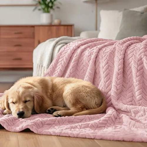 Vista 3 de Exclusivo Mezcla Manta de forro polar rosa para sofá cama, 50 x 70 pulgadas Rosa empolvado