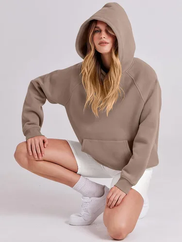 Vista 25 de ANRABESS - Sudaderas con capucha para mujer, sobre talla, de vellón de manga larga, modelo de 2024, para otoño