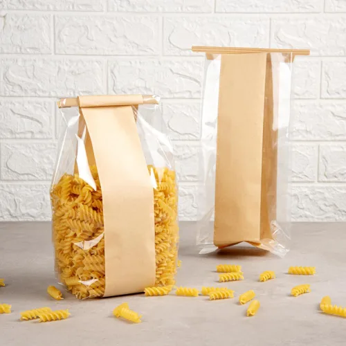 Vista 4 de Restaurantware -Bag Tek - Bolsas de corbata de estaño kraft de 4.6 x 3.5 x 12.5 pulgadas, 100 bolsas resellables para panadería, fondo plano