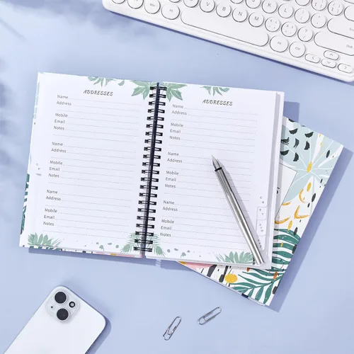 Vista 3 de JUBTIC Address and Password Book with Alphabetical Tabs Hardcover Spiral Bound Address Organizer for Contacts,Internet Website Logins,Telephone Book