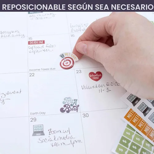 Vista 7 de bloom daily planners Calcomanías para Planificador Workday Essentials - Paquete Variado de Productividad para Profesionales de Negocios - 8 Hojas