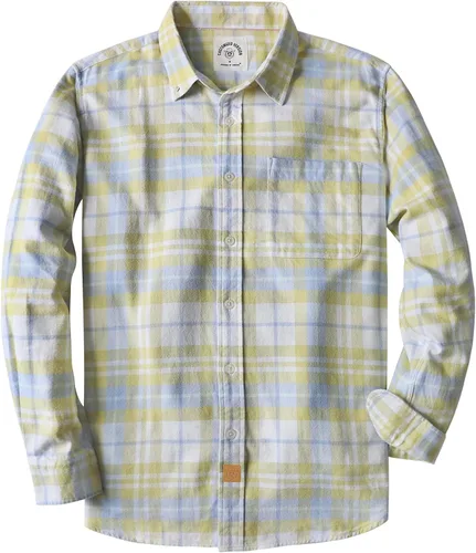 Vista 7 de Dubinik® Camisa de franela, para hombre, de manga larga, a cuadros, suave, 100% algodón, informal, con botones, ajuste regular Gris Negro