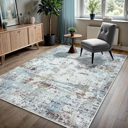 Vista 10 de GLN Rugs Bohemian - Troy - Alfombra de felpilla lavable a máquina, bohemio, lavable, antideslizante, alfombra de área de felpilla de pelo bajo