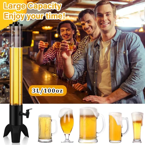 Vista 5 de Mumufy 6 juegos de 3 l dispensador de torre Mimosa Torre Mimosa con tubo de hielo, dispensadores de cerveza y margarita para fiestas, hogar, bar