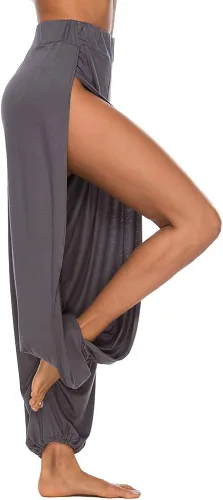 Vista 2 de AvaCostume - Pantalones de harén de corte alto para mujer, estilo hippie
