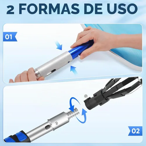Vista 7 de GADFISH Poste telescópico para piscina, poste telescópico de aluminio de 16 pies con 4 bloqueos deflectores, poste de extensión universal para redes