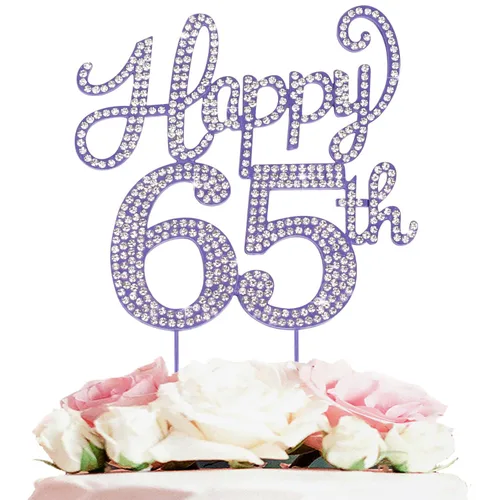 Vista 160 de LASKYER Decoración de feliz cumpleaños número 10, decoración de pastel de diamantes de imitación dorados de 10º cumpleaños – Letrero de metal
