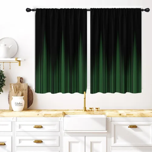 Vista 10 de Coxila Cortinas 100% opacas en negro y beige de 42 x 63 pulgadas, cortinas góticas degradadas con aislamiento térmico para dormitorio