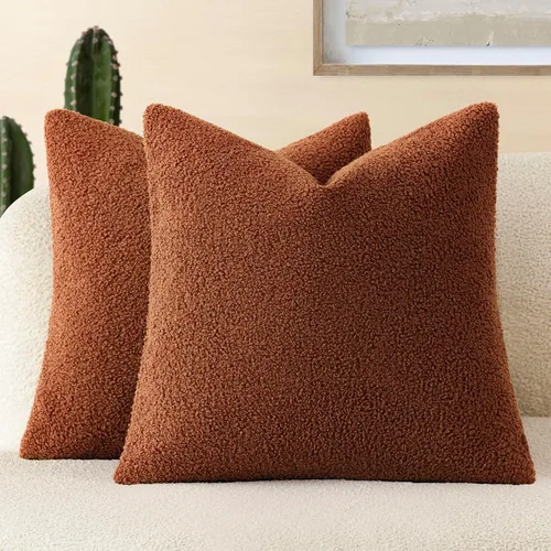 Vista 9 de Foindtower Paquete de 2 fundas de cojín decorativas de pelo sintético rizado, suave y mullida, con cremallera, acogedora funda de almohada
