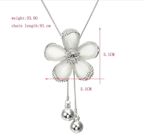 Vista 2 de TULIP LY Collar con colgante de cristal blanco para mujeres y niñas.