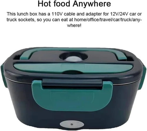 Vista 5 de Fiambrera eléctrica portátil para alimentos de gran acidad, calentador de alimentos a prueba de fugas, desmontable para adultos, automóvil, camión