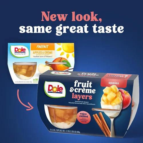 Vista 3 de Dole - Parfait de manzanas y crema bajo en grasa, 4 oz, 24 tazas en total, sin gluten ni lácteos, refrigerios a granel para niños y adultos