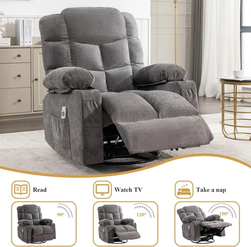 Vista 5 de Recliner Chair with Lumbar Heating & 8 Massage Points，Gray Grey