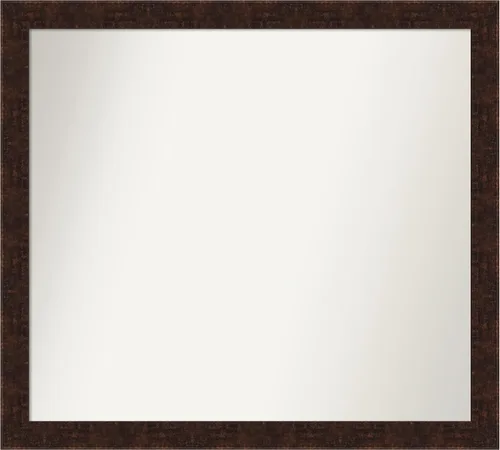 Vista 177 de Amanti Art Espejo de baño de bronce para sobre fregadero, 24 x 24 pulgadas, espejo de tocador cuadrado estrecho de bronce Manhattan, marco de madera