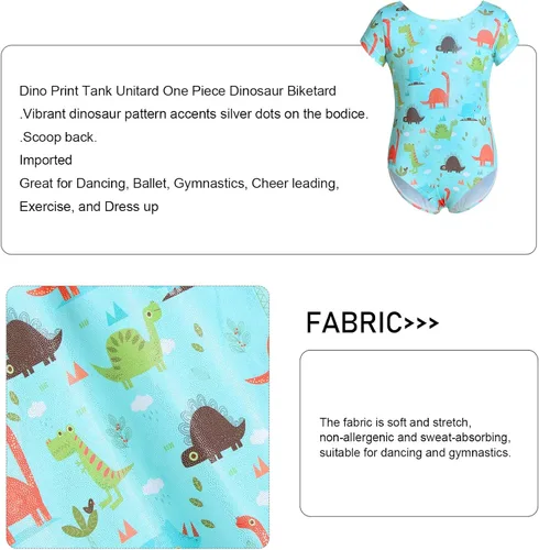 Vista 4 de Maillot para niñas Gimnasia Spakle Dino Print Ballet Dance Unitards