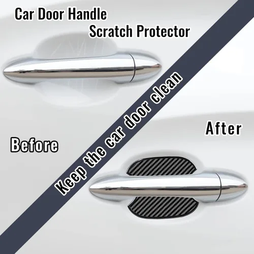 Vista 5 de Pegatina Protectora de Copa de Manija de Puerta de Auto de TPU Tipo Fibra de Carbono, Protector de Pintura de Puerta Auto, Películas de Protección