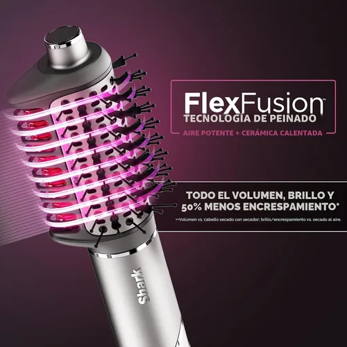 Vista 2 de Secador de pelo Shark FlexFusion con cepillo de pelo Fusion, difusor, estilizador de aire cerámico con rizadores auto-envolventes, placas