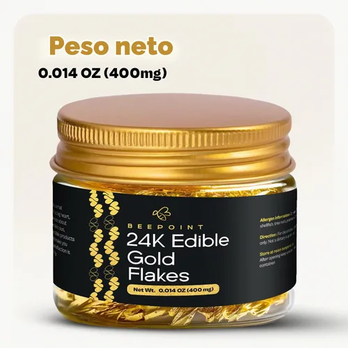 Vista 5 de BeePoint Copos de oro comestible de 24 quilates de 400 mg, acabado de lujo
