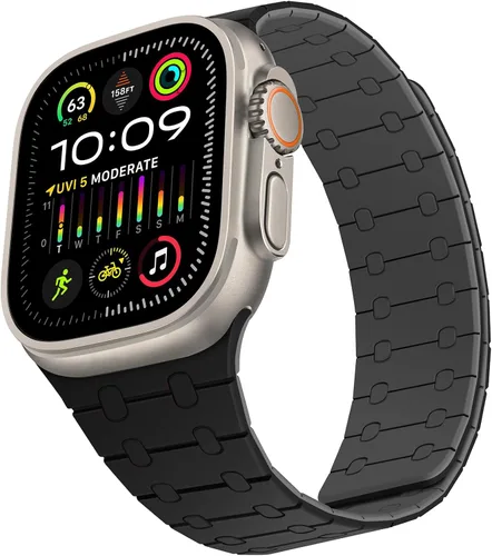 Vista 12 de Compatible con correa de Apple Watch de 49mm 46mm 45mm 44mm 42mm 41mm 40mm 38mm, correa de bucle magnético ajustable de silicona para iWatch Ultra