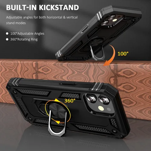 Vista 3 de ADDIT i Phone 12 Mini - Funda para iPhone 12 Mini, con anillo de soporte, soporte ajustable, grado militar, protección resistente, a prueba