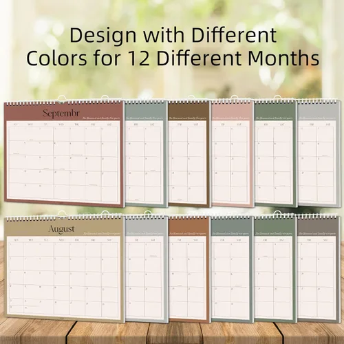 Vista 3 de Calendario de pared estético 2026, calendario mensual de 12 meses con 12 colores desde enero de 2026 hasta diciembre de 2026, 14 x 11 pulgadas