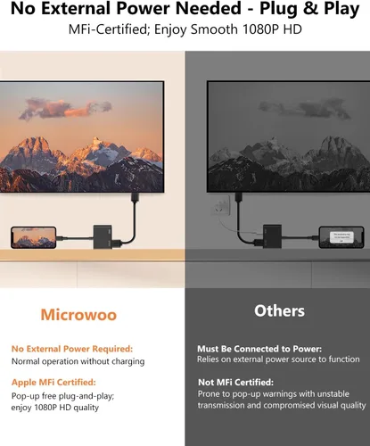 Vista 4 de Adaptador Lightning a HDMI para iPhone, [certificado Apple MFi] Dongle digital AV, cable de pantalla de sincronización 1080P con puerto de carga