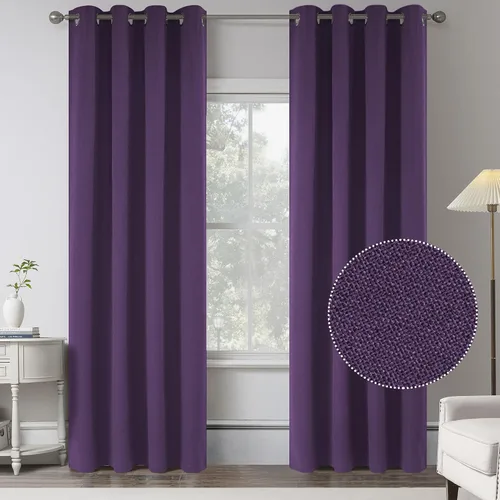 Vista 31 de KEQIAOSUOCAI Cortinas de lino 100% opacas de 100 pulgadas de largo, 2 paneles para dormitorio, estilo casa de campo moderna, completamente negro