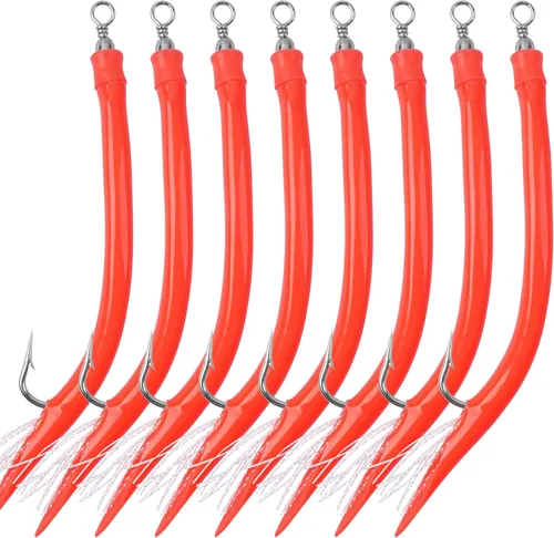 Vista 9 de Señuelos de tubo de pesca para pesca con ganchos de acero inoxidable, giratorios de barril para Striper de agua salada