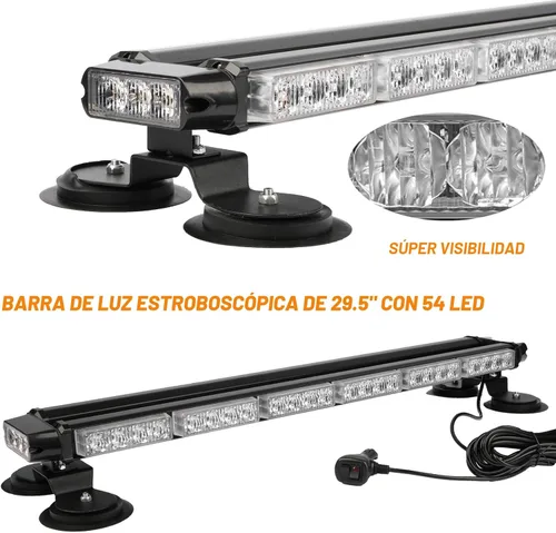 Vista 2 de ASPL - Barra de luz estroboscópica de 75 cm, 54 LED, doble cara, intermitente, de alta intensidad, luz estroboscópica con base magnética para Ámbar