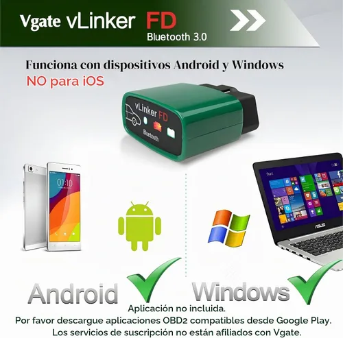 Vista 3 de Vgate vLinker FD OBD2 Lector de códigos Bluetooth para coche, escáner de diagnóstico OBD2 para Android y Windows