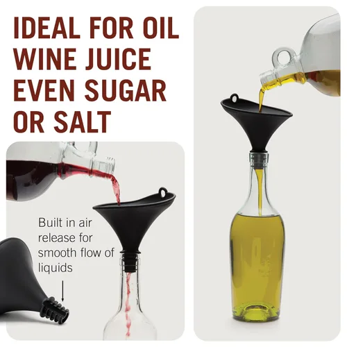 Vista 3 de Embudo de silicona Stedi de Monkey Business para llenar botellas, embudo de cocina para transferencia de líquido de botella de agua, herramienta
