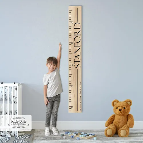 Vista 12 de Regla de madera para niños y niñas, pintada o grabada (impresión clásica)