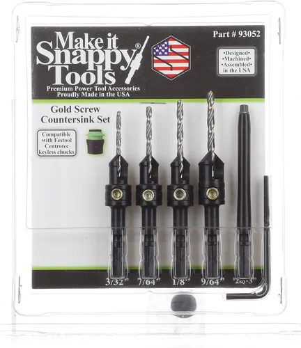 Vista 2 de Make it Snappy Tools - Juego de 4 brocas avellanadoras compatibles con mandriles Centrotec Festool
