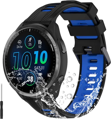 Vista 8 de Miimall Compatible con Forerunner 965 Band, 0.866 in Correa ajustable de silicona suave de repuesto para reloj deportivo Garmin Forerunner 965/965