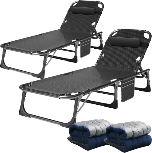 Vista 25 de ABORON - Silla de bronceado 3 en 1 extragrande con tapete y reposabrazos, tumbonas plegables resistentes, 5 posiciones para exteriores, para playa