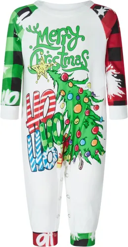 Vista 4 de WakeUple Pijamas de Navidad para la familia, conjuntos de pijamas de Navidad a juego 2023 a 2024, pijamas familiares de Navidad