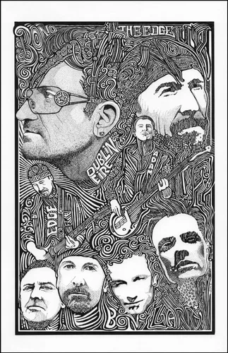 Vista 2 de U2 - Letterpress Posterography Art Print