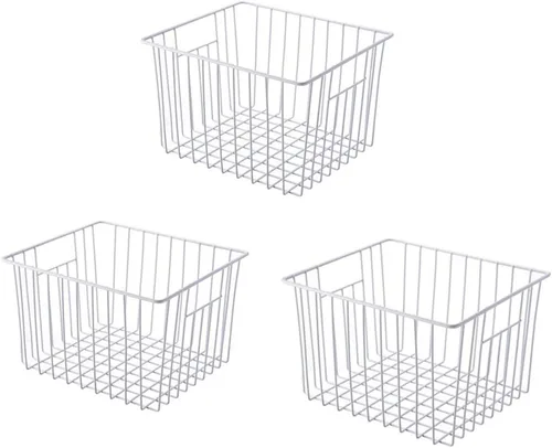 Vista 5 de Slideep Organizador de alambre grande de granja, cesta de almacenamiento de alimentos para armarios de cocina, oficina, baño, despensa, organización