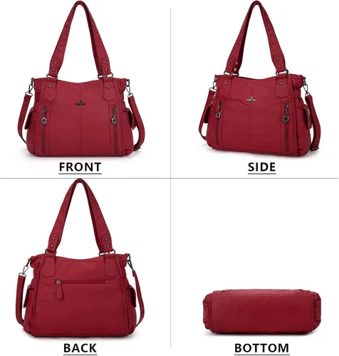 Vista 5 de Bolsos de mano para mujer, con asa superior, espaciosos, informales, de poliuretano, para el hombro, para mujer