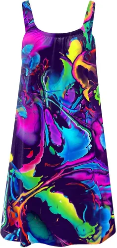 Vista 2 de Strapless Dress Women's Fashion Sexy Summer Strapless Casual Sleeveless Printed Loose Camisole Dress Beach Dresses